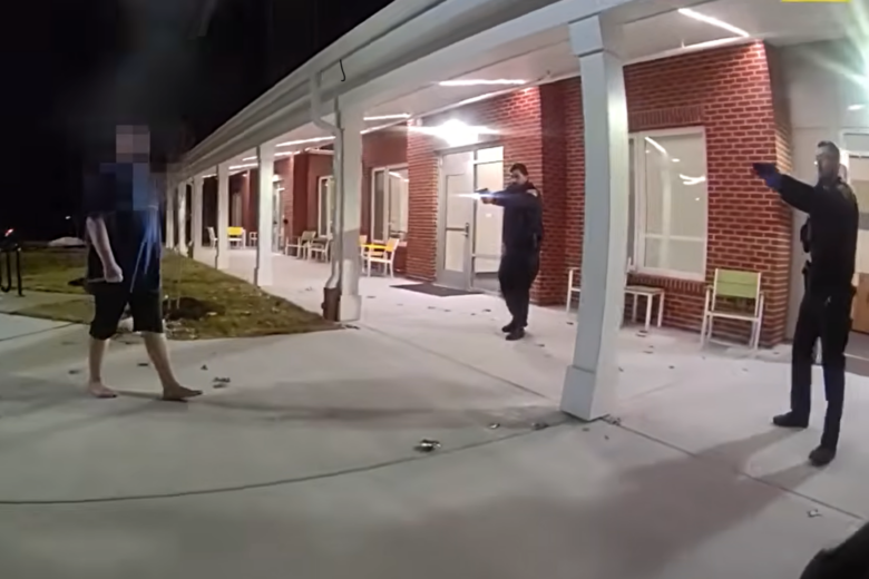 A still from body camera footage of the March 1, 2026, police shooting of 25-year-old Alexander LaMorie.(Courtesy Howard County police)